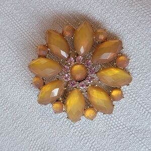 Vintage Liz Claiborne Crystal Floral Brooch